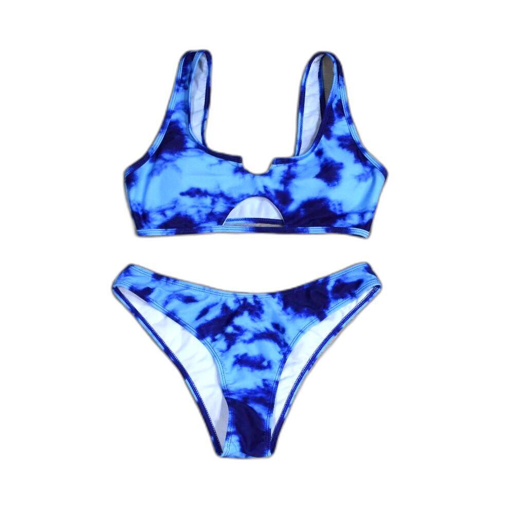 Shein Blue Tie Dye 2 Piece Bikini Size Medium
